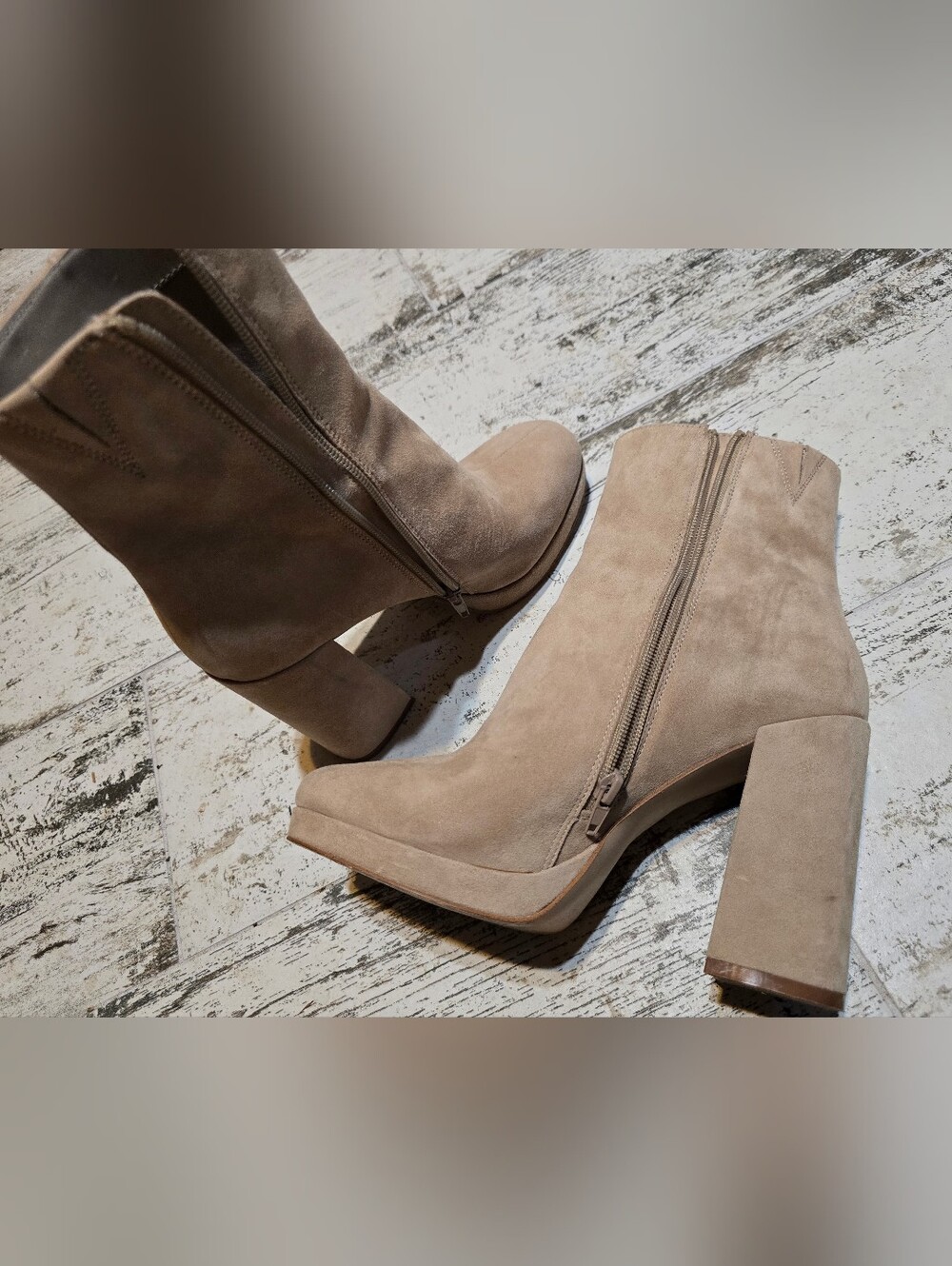 Steve Madden Taupe Suede Platform Ankle Boots